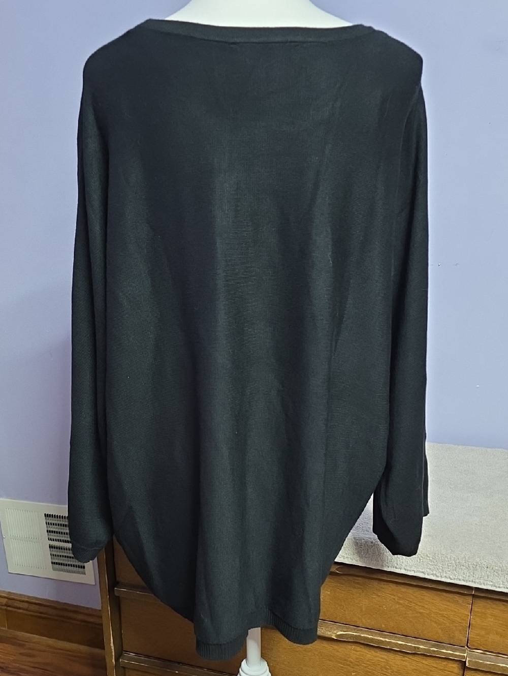Ashley Stewart Black Long Sleeve Knit Sweater with Silver Zigzag Accent - Picture 2 of 5